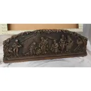 Christmas Nativity 20" Wall Plaque Manger Scene Decor Carved 3D Brown