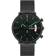0061 Fashion Men 3Atm Waterproof Chronograph Hardlex Mirrors Dial Quartz Watch Black