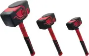 HOUSERAN Rubber Hammer 3-Piece Set Large Hammer Shockless Hammer Mallet Rubber
