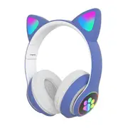 TEQ Bluetooth Headset Cat Ears Wireless RGB Light Bass Noise Cancelling Headphones for Adults Kids