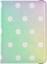 [Amooorous] Cartoon Rainbow Dot Leather decorative Passport Holder Cover Wallet Vaccine Case Protector Cover Travel Passport Wallet With Vaccination Card Slot Waterproof, Cartoon rainbow dot, 1 size