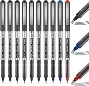 [Shuttle Art] Rollerball Pens, 10 Pack (8 Black, 1 Blue, 1 Red) 0.5mm Liquid Ink Pens, Quick Drying & Long Lasting Extra Fine Point Gel Pens for Writing, Journaling, Notes Taking School Office Supplies