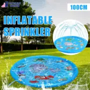 100cm Dog Splash Mat - Inflatable Outdoor Pet Sprinkler Play Pool Pad Water Toy
