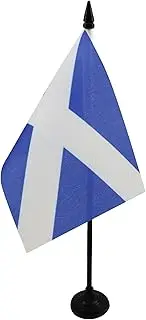 Scotland Table Flag 4'' x 6'' - Scottish Desk Flag 15 x 10 cm - Black Plastic Stick and Base - AZ FLAG