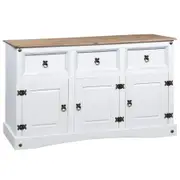 Sideboard Solid Mexican Pinewood Corona Range White 132x43x78 cm