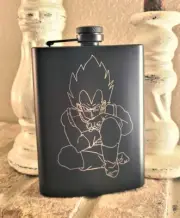 DragonBall Z Vegeta Black Stainless Steel 8 Oz Hip Whiskey Flask W/ Funnel
