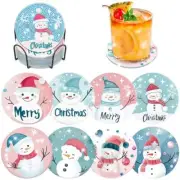 8PCS Diamond Art Painting Coasters Kit with Holder Christmas, Diamond Art