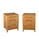 NEW 2x Vogue Solid American Oak Timber Bedside Tables