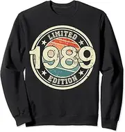 [X.Style] Retro Vintage 1989 Limited Edition 34 Years 34th Birthday Sweatshirt ds1837 Sweater (S) Black
