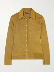 [TOM FORD] TOM FORD - Embellished Knitted Shirt - Army green - large large Green