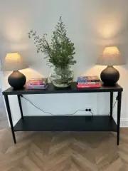 Black Oak Console Table for hallway entryway living room