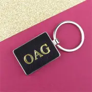 Personalised Monogram Black Keyring