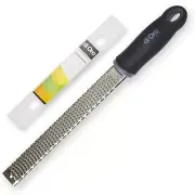 Zester/Grater - 18/8 Stainless Steel Blade, Ergonomic Handle (Black)