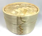 New Dim Sum Bamboo Steamer 2 Piece Set 6" Diameter