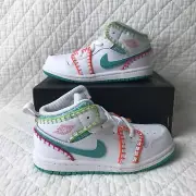 Nike Air Jordan 1 Mid SE (TD) Shoes Toddler SZ 7C White/Teal/Pink DM6220-100