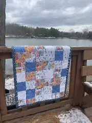 Christmas In The City Lap Quilt hand made Patchwork Soft OOAK Farmhouse