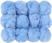 uxcell Faux Fur Pom Poms for Hats, 12 Pcs Fluffy Soft Fur Poms Balls for Keychain Knitting Hats DIY Scarves Gloves Bag Christmas, Blue