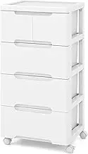 Giantex Rolling Storage Cabinet, Vertical Storage Unit with 5/7 Drawers, Universal Wheels & Lockable Wheels, Storage Cart Container, Plastic Arts Crafts Organizer for Home Office Salon (5 Drawers)