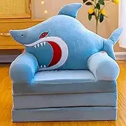 ALSWIG Three Layers of Folding Kids Sofa/Children Sofa/Lazy Sofa/Armchair Flip Open Plush Foldable Mini Sofa Softtoy Cute Cartoon Design Baby Seat Couch (Baby Shark)