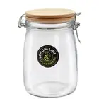 Lemon & Lime Clear 16.5cm/1L Glass Food Storage Clip Container Jar w/ Wooden Lid