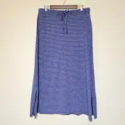T By Talbots Blue Striped Maxi Skirt Size Large Pull On Knit Elastic Waist