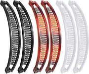 THJOPOKEEL 6 pieces banana clip comb Banana comb grip comb Fishtail Fishhair Ladies Fish-shaped Ponytail Banana Clip Girls Long Ladies Clip Accessories (brown, white, black)