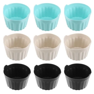 9PCS Air Fryer Egg Ramekins Reusable Nonstick Silicone Egg Bite Mold Muffin7419