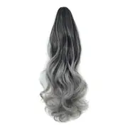 Grey Drawstring Ponytail Long Wavy Curly Overhead Ponytail Clip in Hair Extensions Natural Synthetic Hairpieces