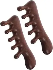 Healeved 1set Ergonomic Sandalwood Massage Comb Portable Wide Tooth Scalp Care Tool for All Hair Smooth Texture and Lightweight Design for Convenient Use 2pcs
