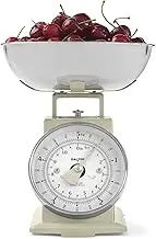 Salter SA00562CFEU12 Timeless Mechanical Kitchen Scale – 5kg Capacity, 1 Litre Dishwasher Safe Bowl, Measures Grams/Oz., Baking Scale, Classic Design, Easy Read Large Digit Dial, 22cm Height, Cream