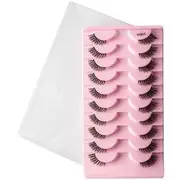 Lashie - Set of 10 Pairs: Volume Criscross Half False Eyelashes Y1011 - Black - One Size