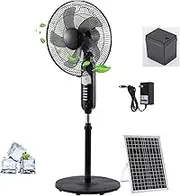 16-inch Solar Oscillating Standing Fan, 15600mAh Rechargeable Mobile Fan, Remote Control Floor Fan, For Bedroom, Study Or Outdoor(A1)