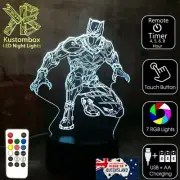 BLACK PANTHER WAKANDA 3D LED Battery USB Night Light Colour Change Room Lamp