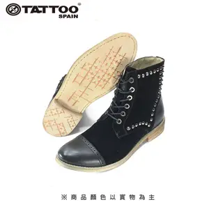 TATTOO 復古鉚釘短靴-黑A127B01