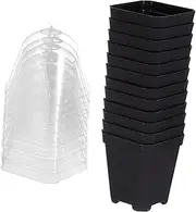 Mipcase 12Sets Durable Plastic Nursery Pots for Planting Thick Flower Containers with Covers for Succulents and Seedlings for Indoor and Outdoor Gardening