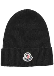 Moncler Ribbed Wool Beanie - Grey ONE SIZE