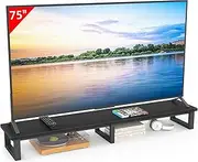 YAOHUOO 59" Large TV Riser for 32-75 inch TV, TV Riser Stand Shelf with Steel Legs, Tabletop TV Stand Riser for Home Office,Black