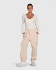 [Belle & Bloom] Perfect Match Cargo Trackpants - Blush S