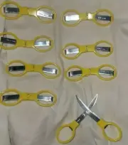 Lot of 8 Folding Scissors Plastic Handle Craft Sewing Travel Mini Hong Kong