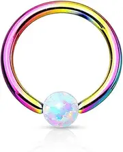 [Pierced Owl] Opal Captive Bead Ring 16g 316L Surgical Steel