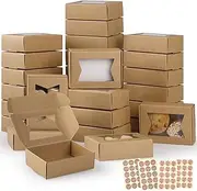 40PCS Mini Kraft Paper Boxes,GeeRic Soap Gift Box with Clear Windows 9.7*7*3CM Small Bakery Box Present Treat DIY Essential Oil Candles Cookie Boxes for Candy,Chocolate,Jewelry,Wedding Party Favor