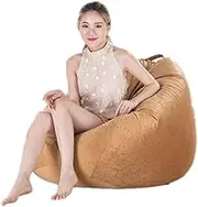 UYSOFRCV Adult Beanbag Chair Cover Without Filling, Soft Velvet Lazy Lounger Storage Sofa Slipcover with Handle for Adults and Kids,Light Brown,M