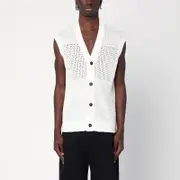 [Tagliatore] Off-white Perforated Cotton Vest 52 IT White