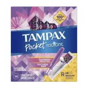 Tampax Pocket Radiant Tampons with Regular Absorbency Unscented 12 ct Pack of 3