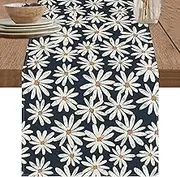 Daisy Flowers Table Runner Summer Seasonal Kitchen Table Dining Table Decoration for Holiday Home Decor 11.81x70.87Inch Navy Summer Table Runner Daisy Tablecloth Daisy Placemats Daisy Table Runner