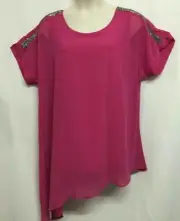 Ladies plus size 18 AUTOGRAPH Hot Pink RAZZLE Asymetric tunic NEW 0619