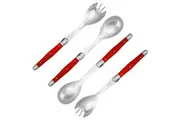 4pc Andre Verdier Laguiole Debutant Salad Serving Server Fork Spoon Set Red