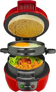 Daseeme Breakfast Sandwich Maker with Egg Cooker Ring Easy Clean Non Stick Burger Sandwich Omelette Toaster Maker 600W Portable Stainless Steel Hamburger Press for Pancakes/Cookies/Burgers