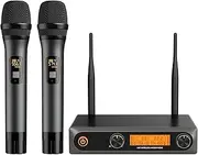 voijump Wireless Microphones,Professional Metal Dual UHF Cordless Dynamic Mic Handheld Microphone System (200ft) for Karaoke, Home, Meeting, Party, Home KTV Set, Wedding,Church, DJ