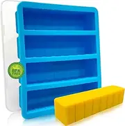 Walfos Silicone Butter Mold with Lid, Non-Stick Butter Tray Fits Standard Butter Stick Size, Large Cavity Butter Maker Holds 8 Tablespoons Butter, Ideal For Butter, Soap Bar, Energy Bar, Brownie, Cake